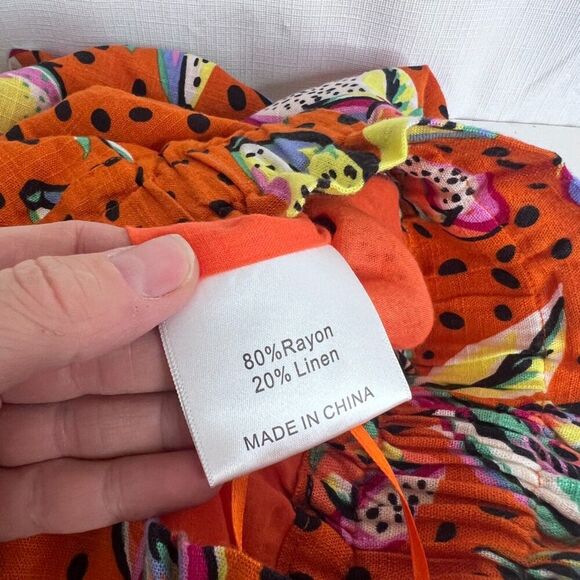 OPT Two Piece Linen Blend Set Top & Shorts Hawaiian Floral Polka Dot Print S/M* - Picture 15 of 15